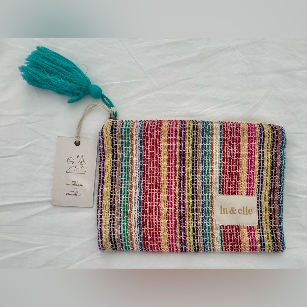 Lu & Elle Sunny Daze Colorful Striped Bag/Pouch. NWT